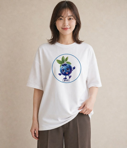 デザインTシャツ レディース ブルーベリー 食べ物 フード イラスト カフェコーデ デート 帰省 白T YMAZO