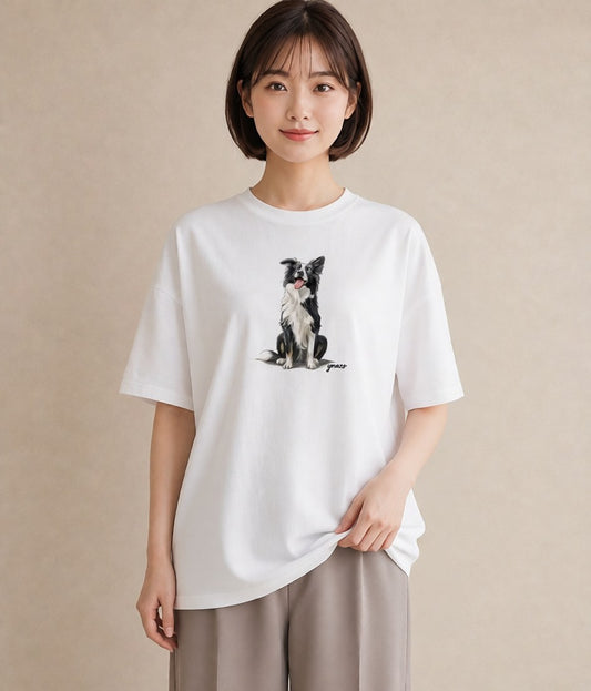 半袖Tシャツ レディース ミックス犬 犬 いぬ イラスト ナチュラル 海 カフェ巡り 白T YMAZO