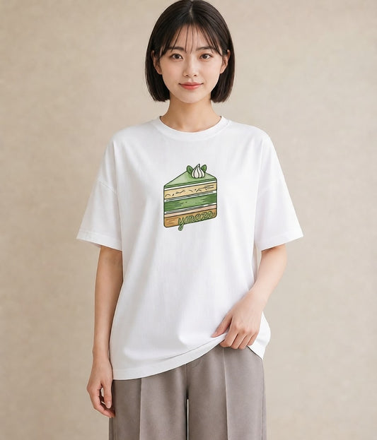 グラフィックTシャツ レディース プリン 食べ物 フード イラスト 普段着 週末コーデ 白T YMAZO