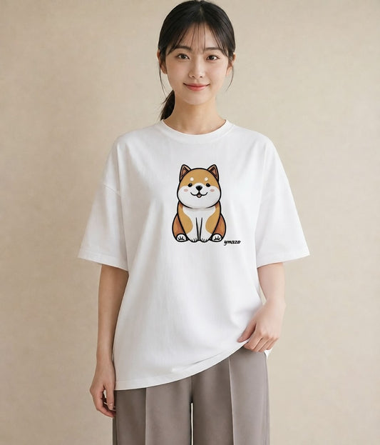 グラフィックTシャツ レディース 柴犬 しばいぬ 犬 いぬ イラスト ゆるコーデ 送別ギフト 通勤 白T YMAZO