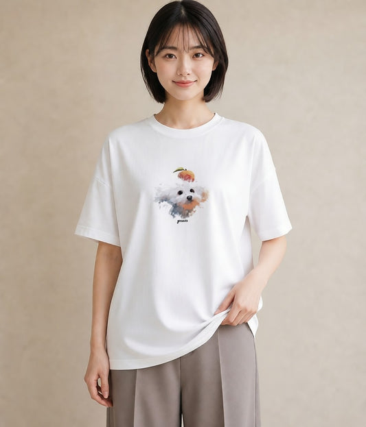 プリントTシャツ レディース トイプードル プードル 犬 いぬ イラスト 手描き風 デート 帰省 白T YMAZO