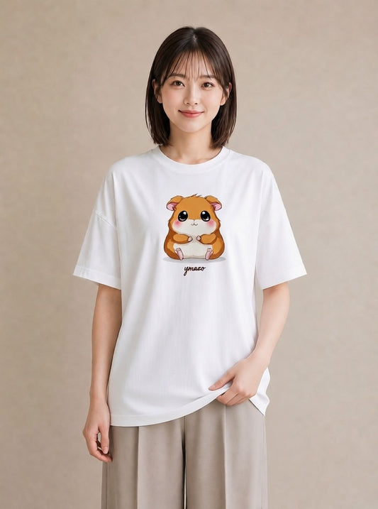 グラフィックTシャツ レディース キンクマハムスター ペット 動物 イラスト きれいめ 友達ギフト 部屋着 白T YMAZO
