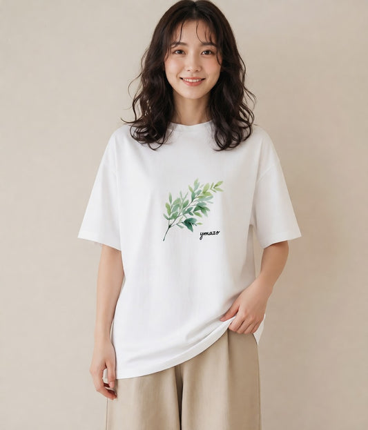 Tシャツ レディース ハーブ 植物 ボタニカル イラスト ヴィンテージ風 母娘コーデ 自分用 白T YMAZO