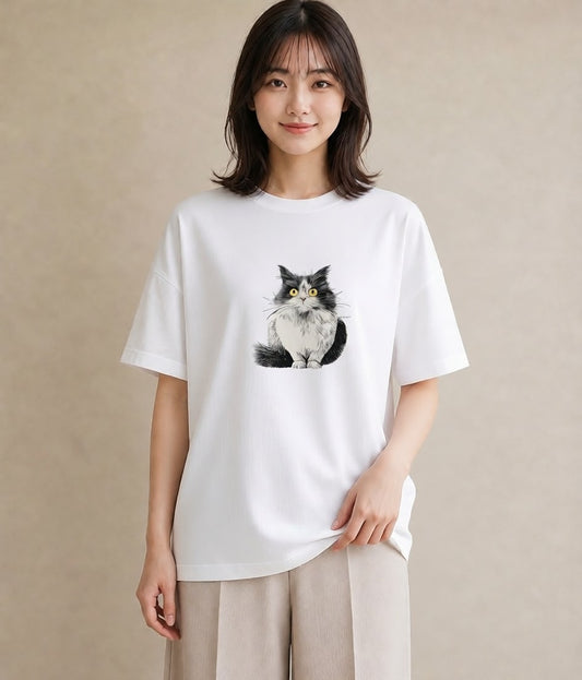 Tシャツ レディース ラグドール 猫 ねこ イラスト ゆるコーデ レイヤード 友達ギフト 白T YMAZO