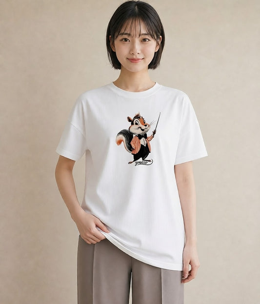 プリントTシャツ レディース シマリス ペット 動物 イラスト クリスマス 旅行 白T YMAZO
