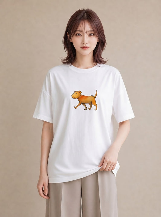 デザインTシャツ レディース 子犬 犬 いぬ イラスト 休日コーデ デイリーウェア 休日 白T YMAZO