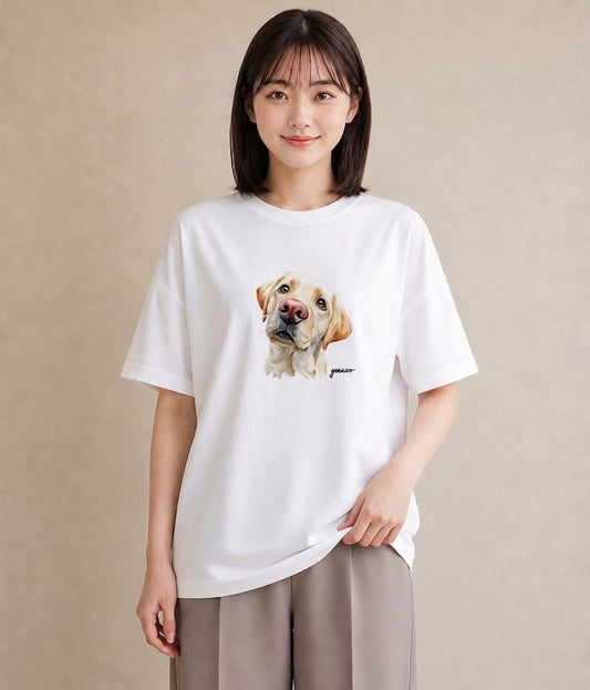 半袖Tシャツ レディース 愛犬 犬 いぬ イラスト アート風 買い物 夏コーデ 白T YMAZO