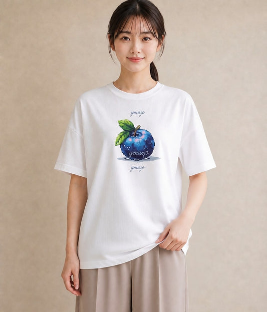 プリントTシャツ レディース ブルーベリー 食べ物 フード イラスト レトロ 女子会 お揃い 白T YMAZO
