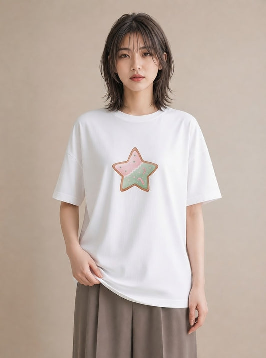 デザインTシャツ レディース マカロン 食べ物 フード イラスト お洒落 綿100 デート 白T YMAZO
