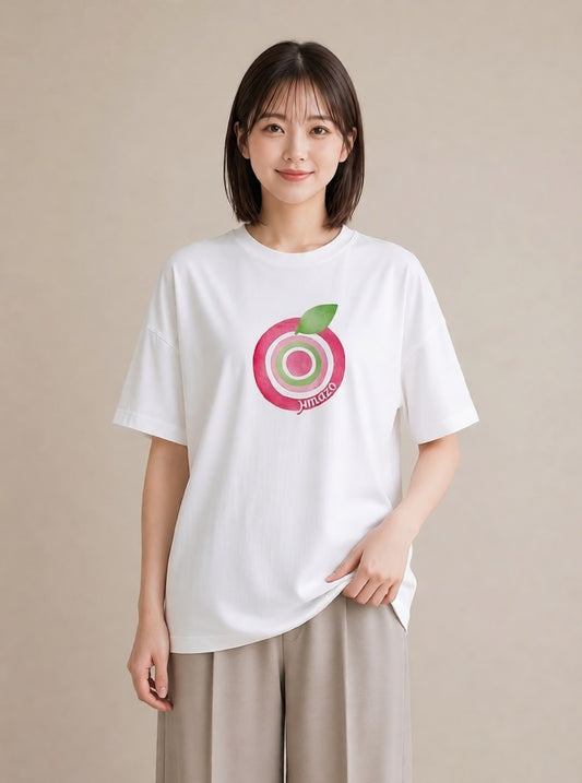 半袖Tシャツ レディース さくらんぼ チェリー 食べ物 フード イラスト 韓国風 送別ギフト 通勤 白T YMAZO