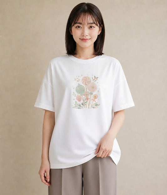 デザインTシャツ レディース だんご 食べ物 フード イラスト 北欧風 お揃い 親子 白T YMAZO