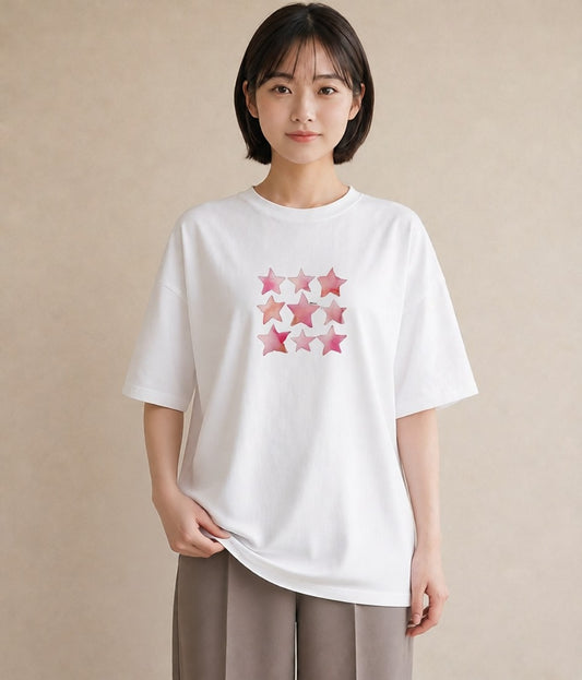 グラフィックTシャツ レディース 蟹座 星空 宇宙 イラスト ラフカジュアル 旅行用 海 白T YMAZO