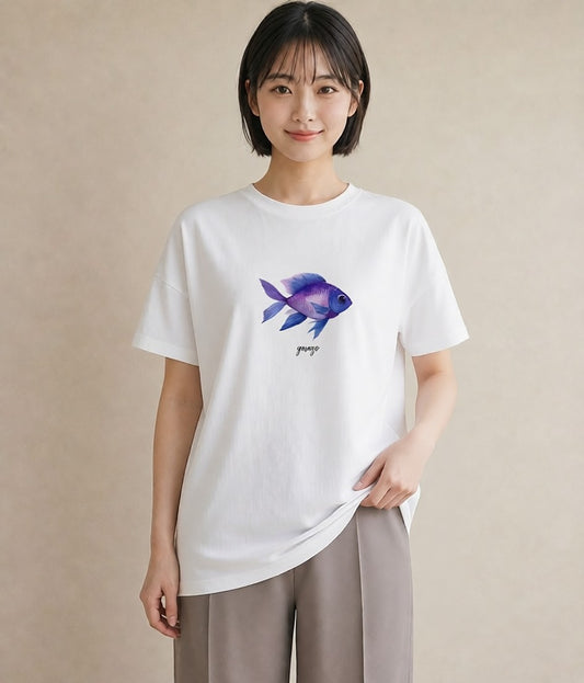 グラフィックTシャツ レディース たい焼き 食べ物 フード イラスト シンプル ミセス 春コーデ 白T YMAZO
