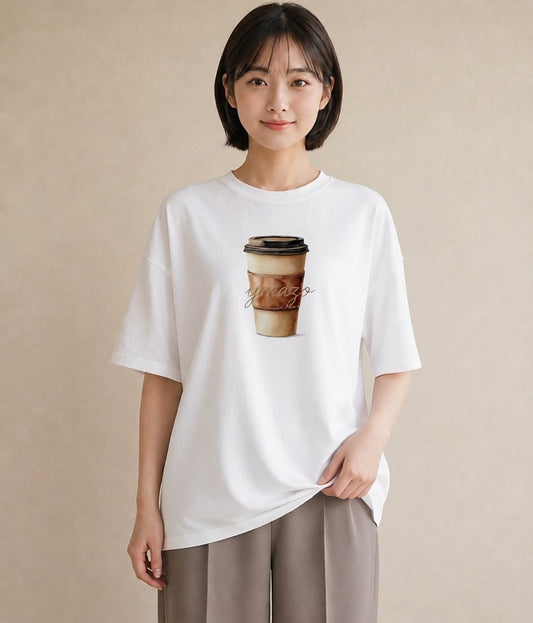 グラフィックTシャツ レディース コーヒー 珈琲 カフェ 食べ物 フード イラスト 個性的 敬老の日 ホワイトデー 白T YMAZO