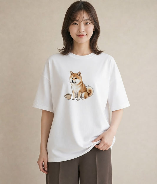 プリントTシャツ レディース 秋田犬 犬 いぬ イラスト 北欧風 おしゃれギフト 社会人 白T YMAZO