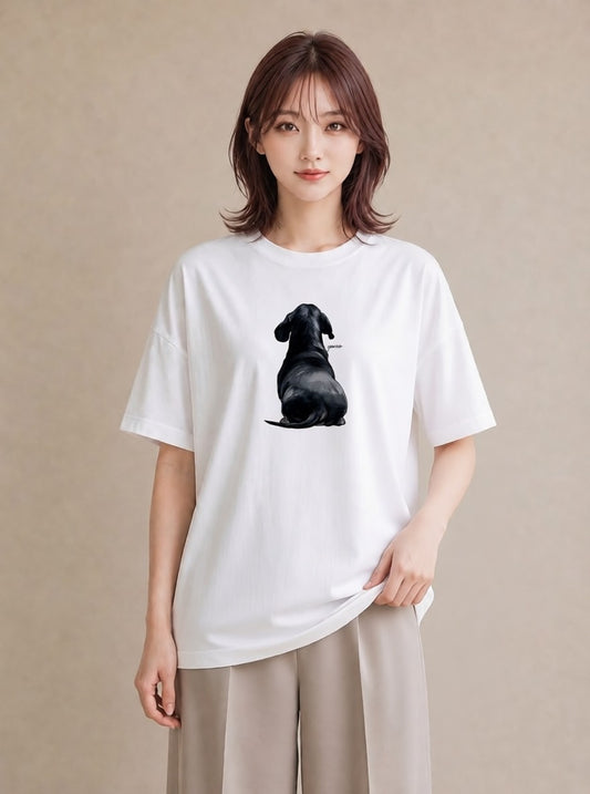 半袖Tシャツ レディース ミックス犬 犬 いぬ イラスト 韓国風 カジュアルコーデ 買い物 白T YMAZO