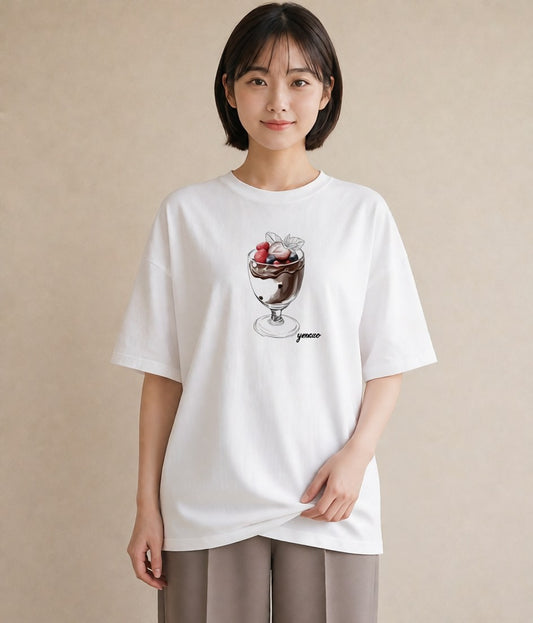 デザインTシャツ レディース あんみつ 食べ物 フード イラスト ニュアンス お出かけ 普段着 白T YMAZO