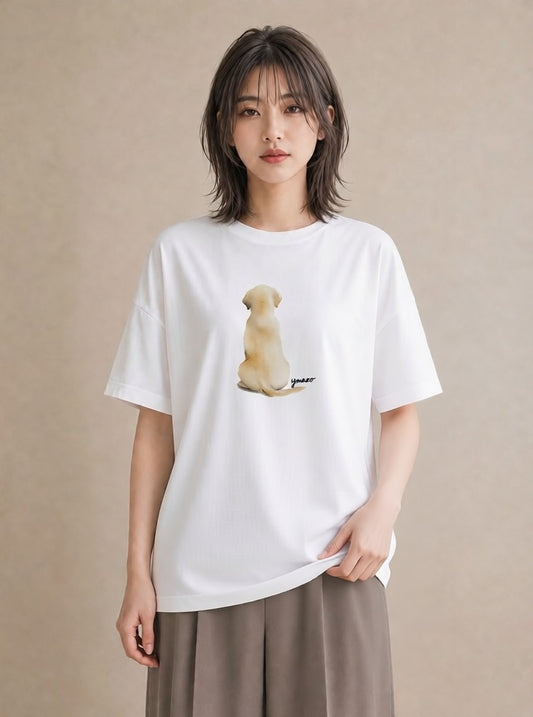 プリントTシャツ レディース ラブラドールレトリバー 犬 いぬ イラスト ヴィンテージ風 夏コーデ 通学 白T YMAZO