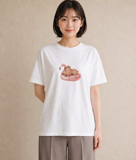 Tシャツ レディース ハムスター ペット 動物 イラスト 買い物 夏コーデ 白T YMAZO