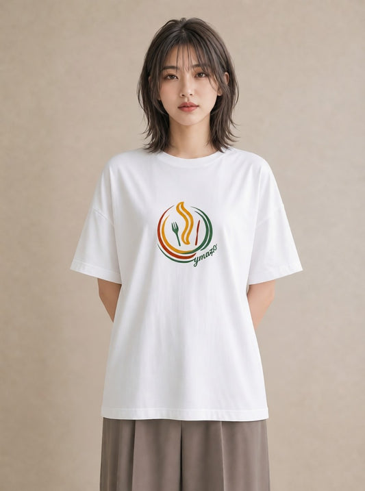 デザインTシャツ レディース カフェ カフェロゴ ロゴ イラスト きれいめカジュアル クリスマス 旅行 白T YMAZO