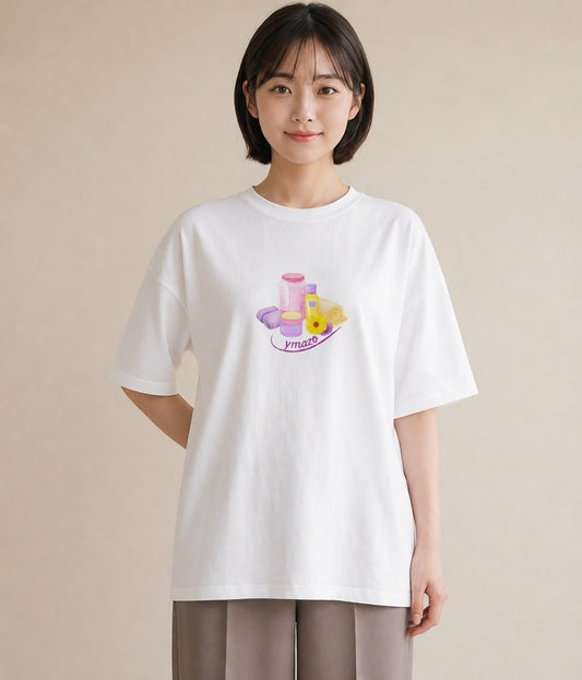 プリントTシャツ レディース はちみつ 食べ物 フード イラスト ヴィンテージ風 ルームウェア ギフト 白T YMAZO