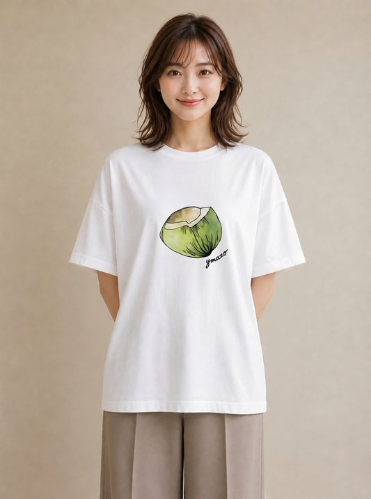 プリントTシャツ レディース パイナップル 食べ物 フード イラスト ボタニカル 20代 カジュアルコーデ 白T YMAZO