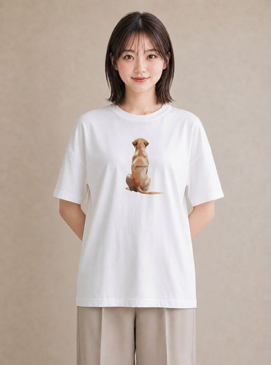 デザインTシャツ レディース わんちゃん 犬 いぬ イラスト ラフカジュアル 女性 旅行用 白T YMAZO