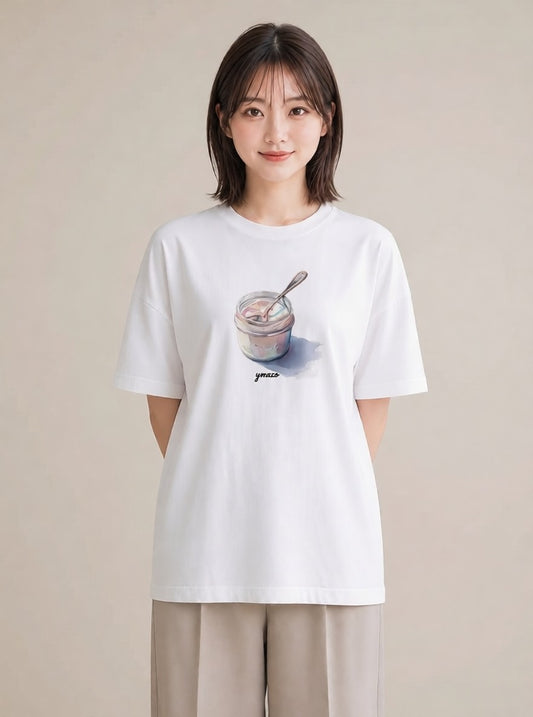 半袖Tシャツ レディース 抹茶 食べ物 フード イラスト 休日コーデ お出かけ 普段着 白T YMAZO