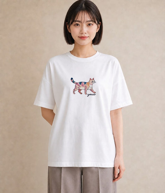 デザインTシャツ レディース ブリティッシュショートヘア 猫 ねこ イラスト 抜け感 夏コーデ 通学 白T YMAZO