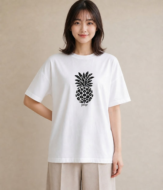 Tシャツ レディース パイナップル 食べ物 フード イラスト 母娘コーデ 自分用 白T YMAZO