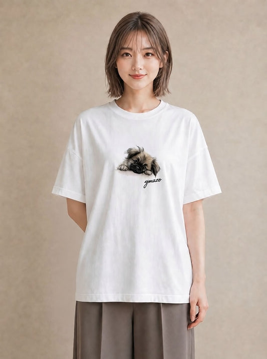 半袖Tシャツ レディース わんちゃん 犬 いぬ イラスト 普段使い 通学 誕生日プレゼント 白T