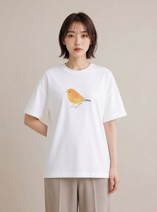 プリントTシャツ レディース ことり ペット 動物 イラスト ラフ レイヤード 友達ギフト 白T YMAZO