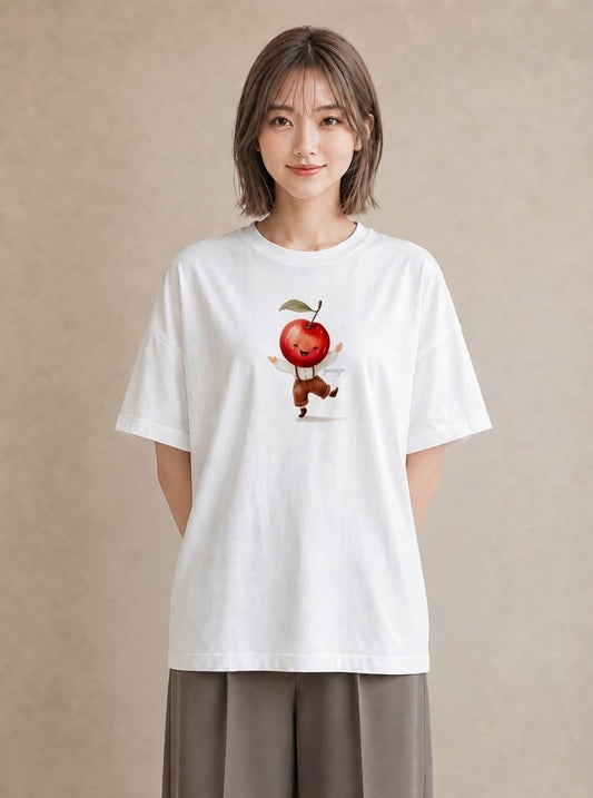 グラフィックTシャツ レディース さくらんぼ チェリー 食べ物 フード イラスト シック 送別ギフト 通勤 白T YMAZO