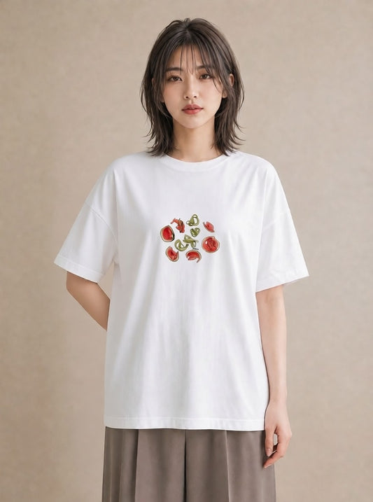グラフィックTシャツ レディース すいか 食べ物 フード イラスト きれいめカジュアル 通学 誕生日プレゼント 白T YMAZO