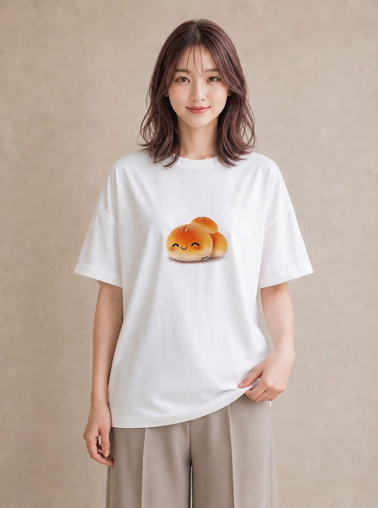 半袖Tシャツ レディース だんご 食べ物 フード イラスト きれいめ 通勤 在宅 白T YMAZO