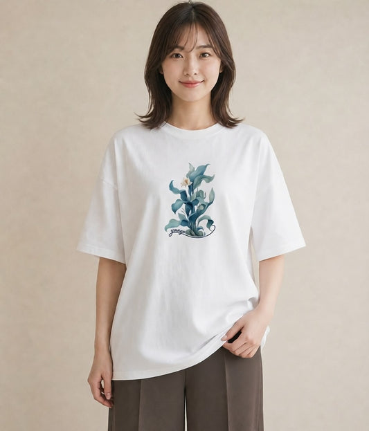 プリントTシャツ レディース すずらん 花 花柄 イラスト ミニマル お揃い 親子 白T YMAZO