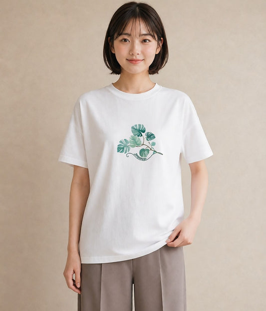 グラフィックTシャツ レディース ボタニカル 植物 イラスト ヴィンテージ風 部屋着 女性向けギフト 白T YMAZO