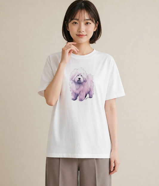 グラフィックTシャツ レディース ビションフリーゼ 犬 いぬ イラスト 北欧風 女子会 お揃い 白T YMAZO