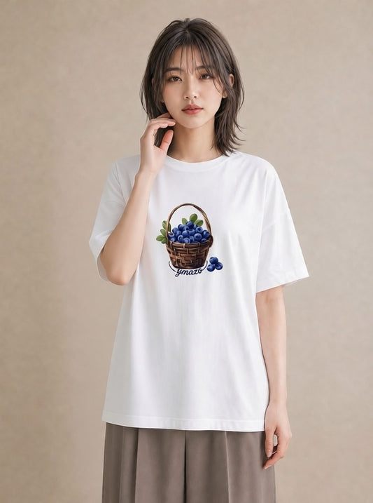 半袖Tシャツ レディース 木の実 植物 ボタニカル イラスト 韓国風 お揃い 親子 白T YMAZO