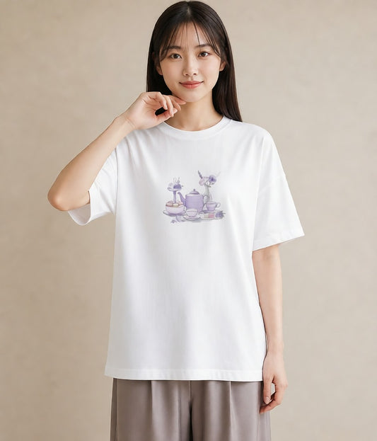 デザインTシャツ レディース 紅茶 食べ物 フード イラスト 手描き風 母娘コーデ 自分用 白T YMAZO
