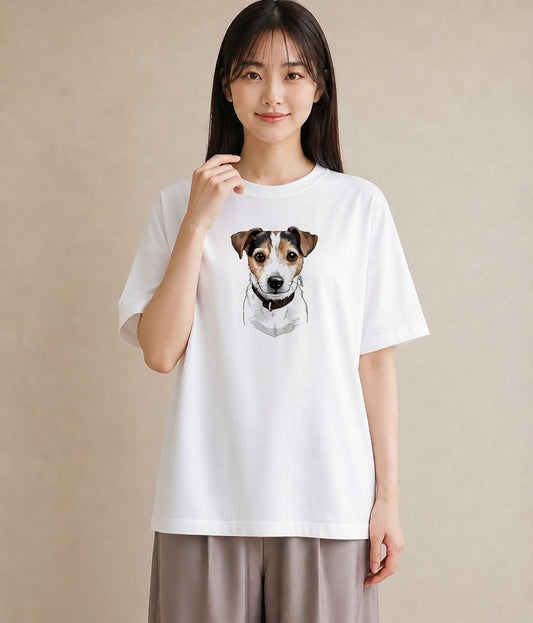 デザインTシャツ レディース ジャックラッセルテリア 犬 いぬ イラスト 手描き風 女性 旅行用 白T YMAZO