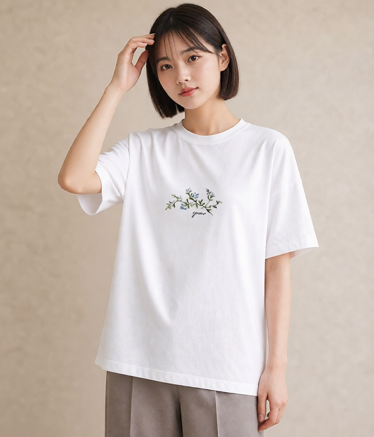 プリントTシャツ レディース 金木犀 花 花柄 イラスト 綿100 デート 白T YMAZO