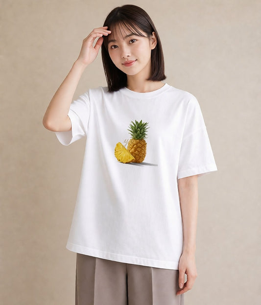 Tシャツ レディース パイナップル 食べ物 フード イラスト ガーリー 母娘コーデ 自分用 白T YMAZO