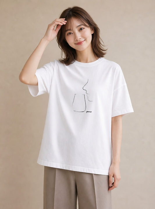 半袖Tシャツ レディース 香水 香水瓶 パフューム イラスト 抜け感 20代 カジュアルコーデ 白T YMAZO