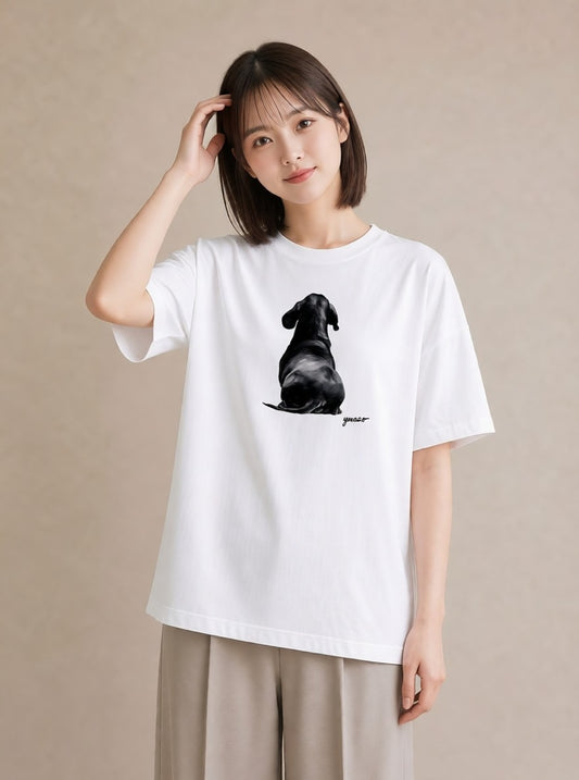 グラフィックTシャツ レディース 犬好き 犬 いぬ イラスト 親子 20代 白T YMAZO