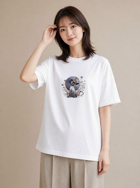 デザインTシャツ レディース シャム 猫 ねこ イラスト 可愛い 海 カフェ巡り 白T YMAZO