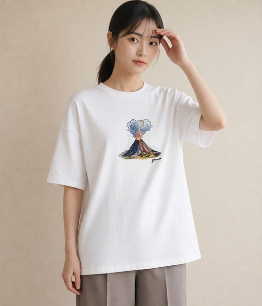 グラフィックTシャツ レディース 山 星空 宇宙 イラスト ポップ 母娘コーデ 自分用 白T YMAZO