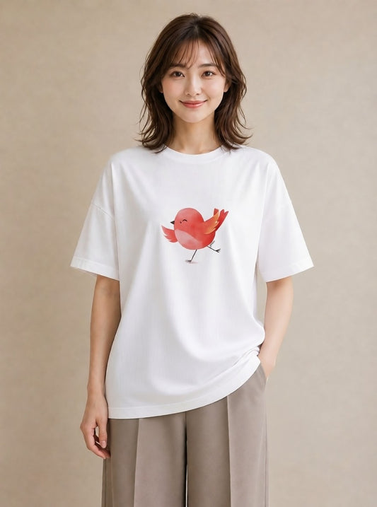 グラフィックTシャツ レディース コザクラインコ ペット 動物 イラスト 個性的 旅行用 海 白T YMAZO