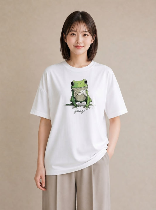 プリントTシャツ レディース アマガエル ペット 動物 イラスト カフェコーデ カフェ巡り 女子会 白T YMAZO