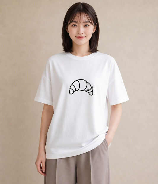 プリントTシャツ レディース パールピアス アクセサリー ナチュラル アンティーク イラスト アート風 ホワイトデー 春服 白T